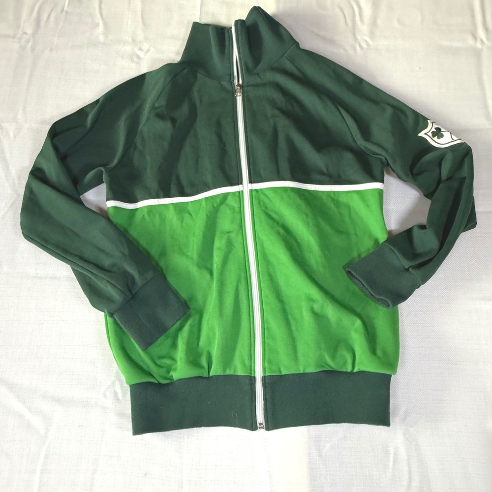 Vintage 90s Ireland Track Jacket Shamrock Green Full Zip ACE Size Medium - Picture 2 of 9